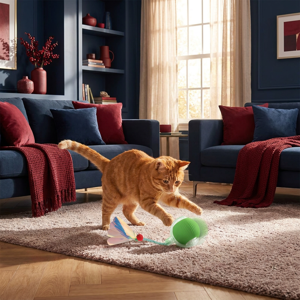 Upgraded Smart Rolling Cat Ball – Durable Interactive Toy with Mesh Tail