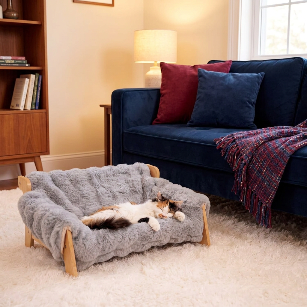Luxury Elevated Solid Wood Pet Couch Bed