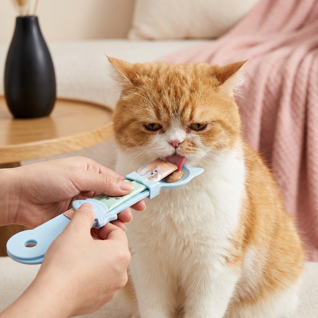 Cat Treat Spoon Feeder – Lickable Wet Food Dispenser with Long Handle