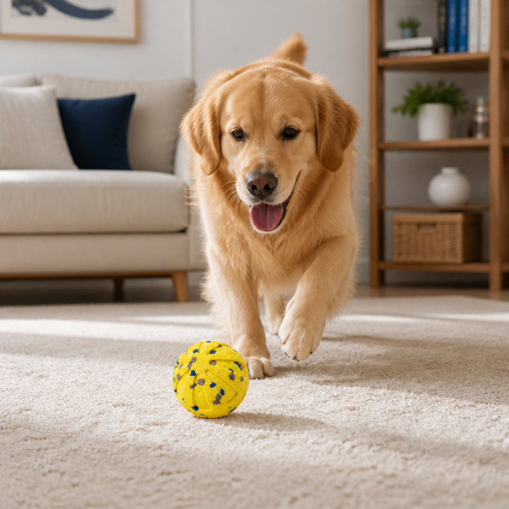Interactive Rechargeable Dog Ball – Smart Rolling & Dental Chew Toy
