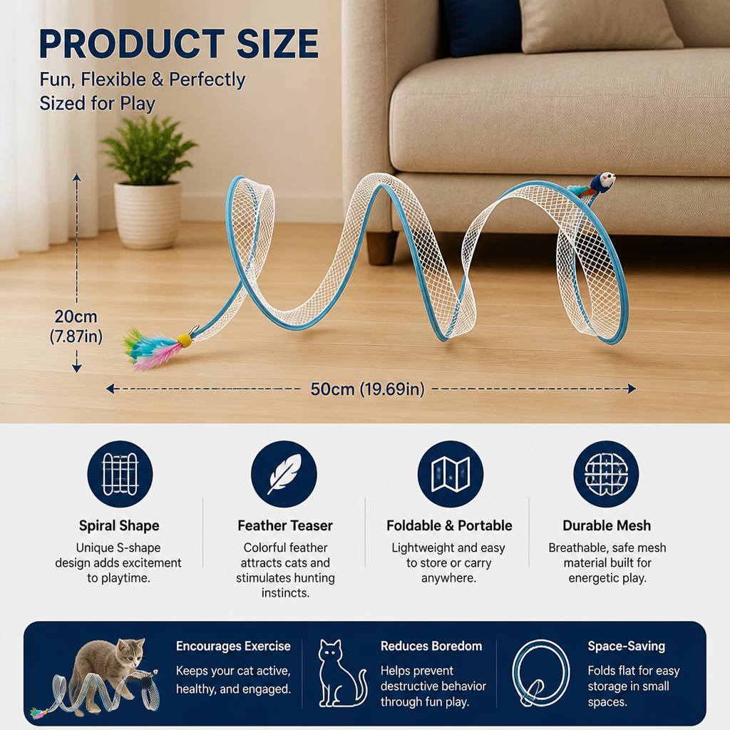 S-Shaped Cat Tunnel Toy – Interactive Foldable Play Tunnel