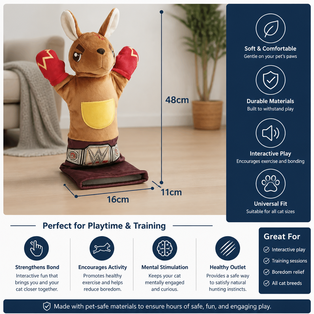 Interactive Kangaroo Boxing Hand Puppet Cat Toy
