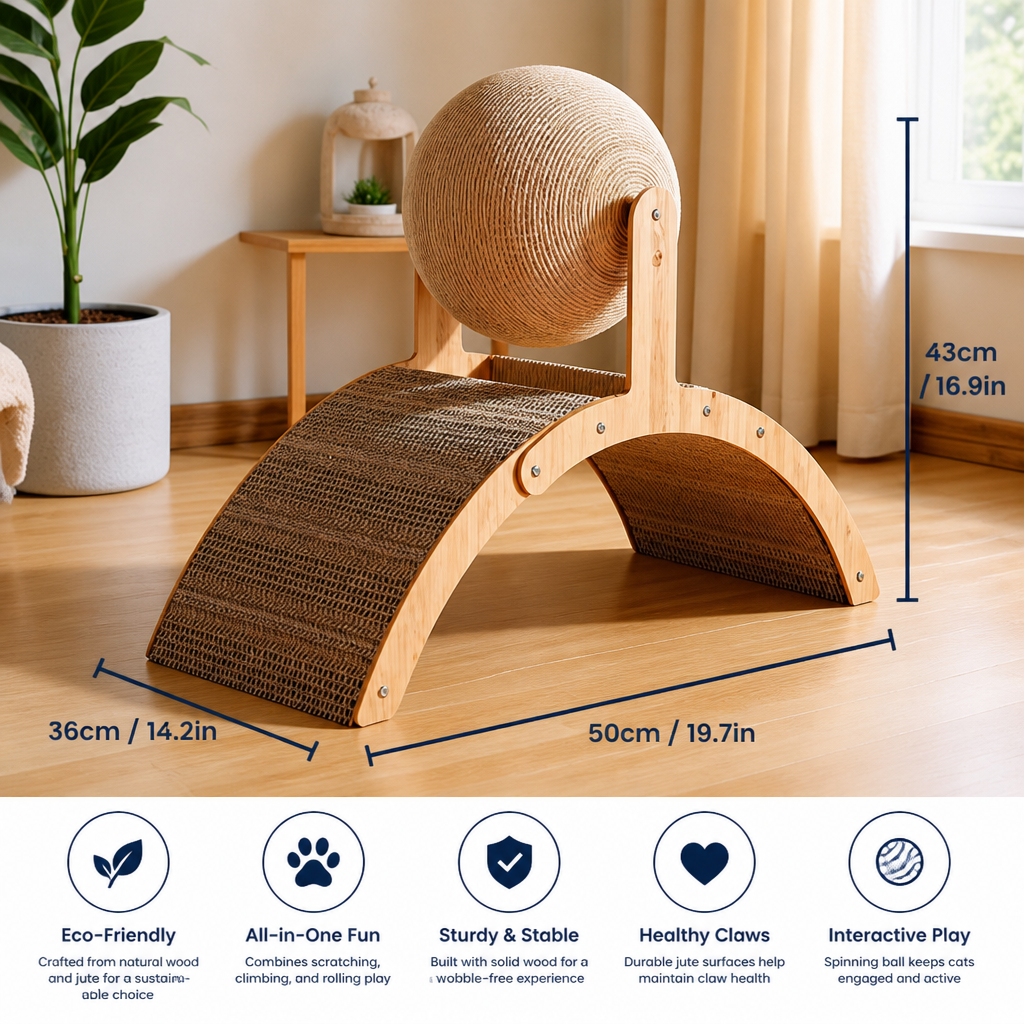 Interactive Ferris Wheel Cat Scratcher with Spinning Jute Ball