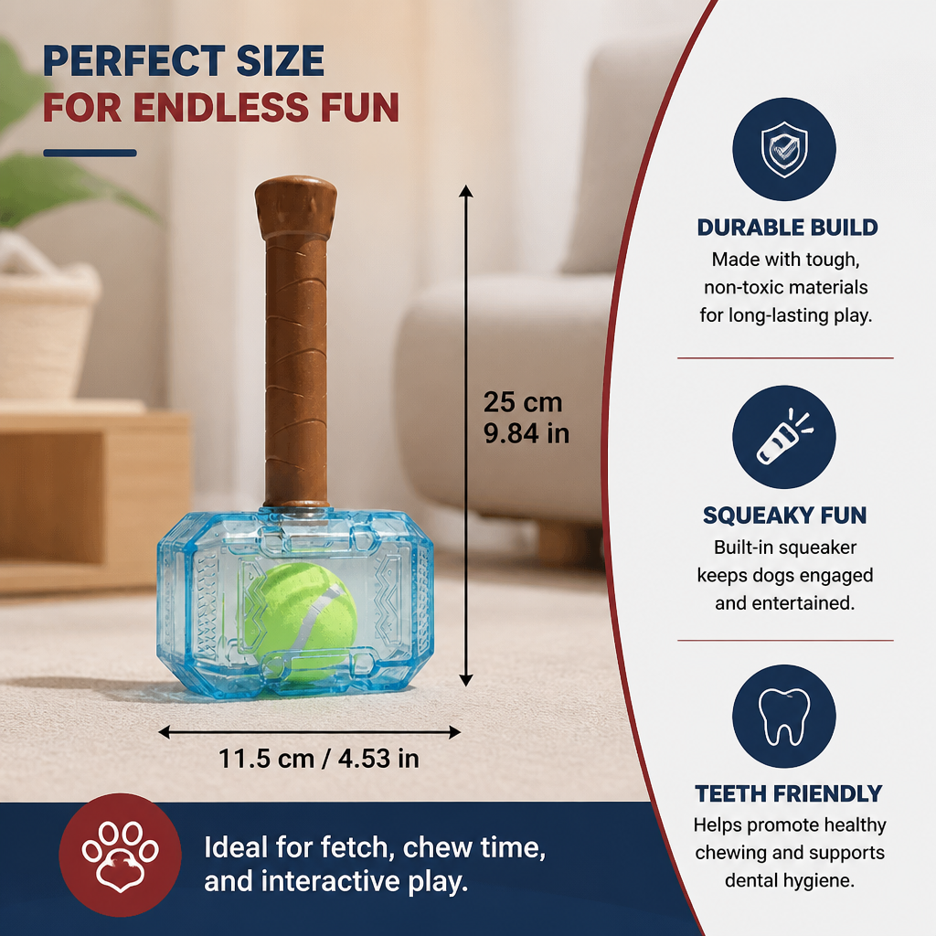 Durable Squeaky Hammer Chew Toy for Dogs