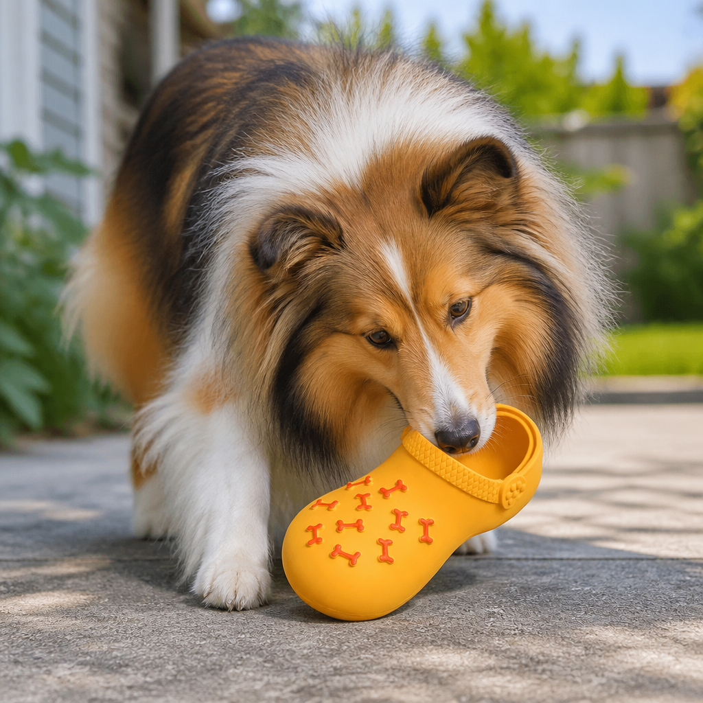 Interactive Squeaky Slipper Dog Chew Toy