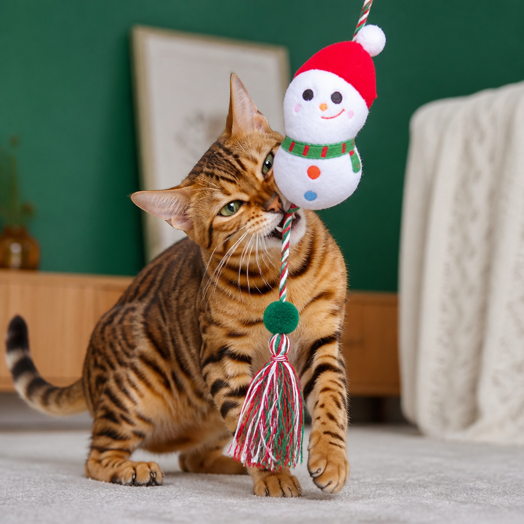 Christmas Catnip Rope Teaser Cat Toy