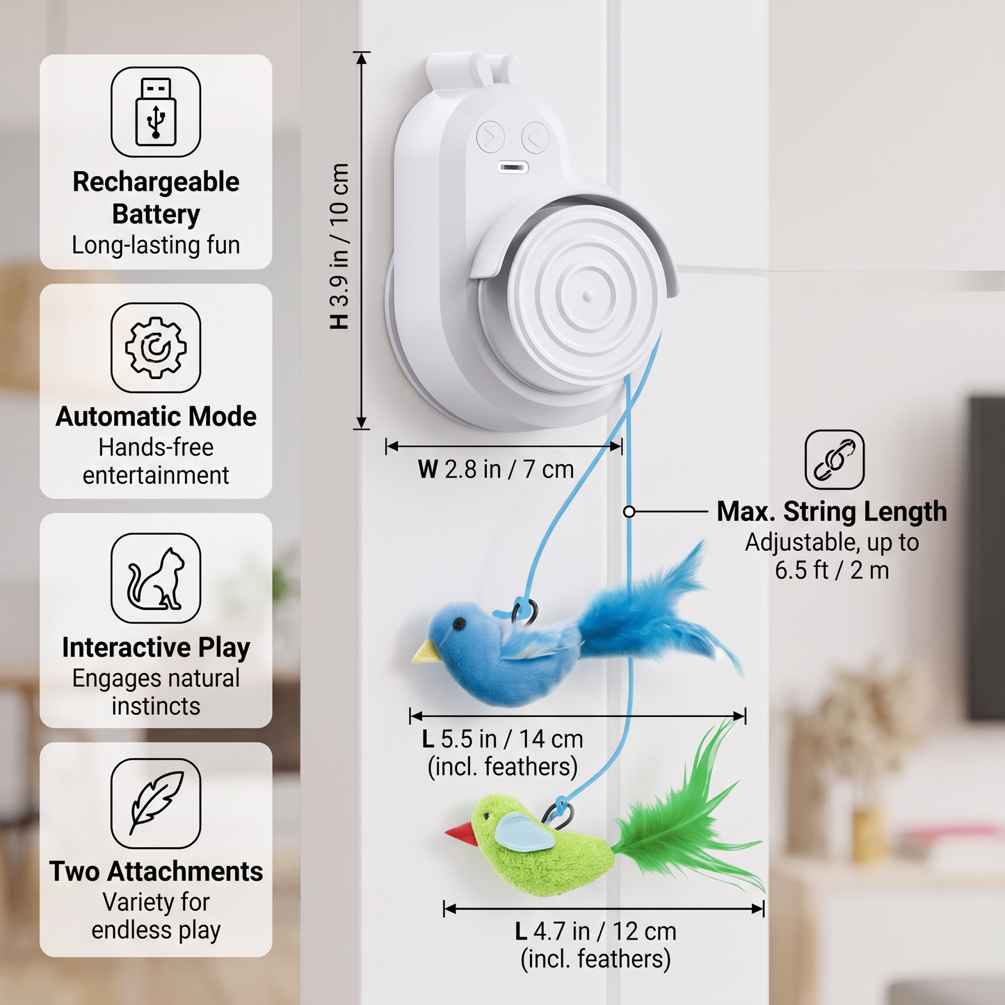 Automatic Flying Bird Cat Toy – Rechargeable Interactive Hanging Teaser