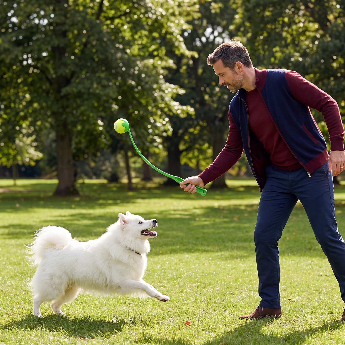 Interactive Tennis Ball Launcher for Dogs – Long-Handle Fetch Thrower