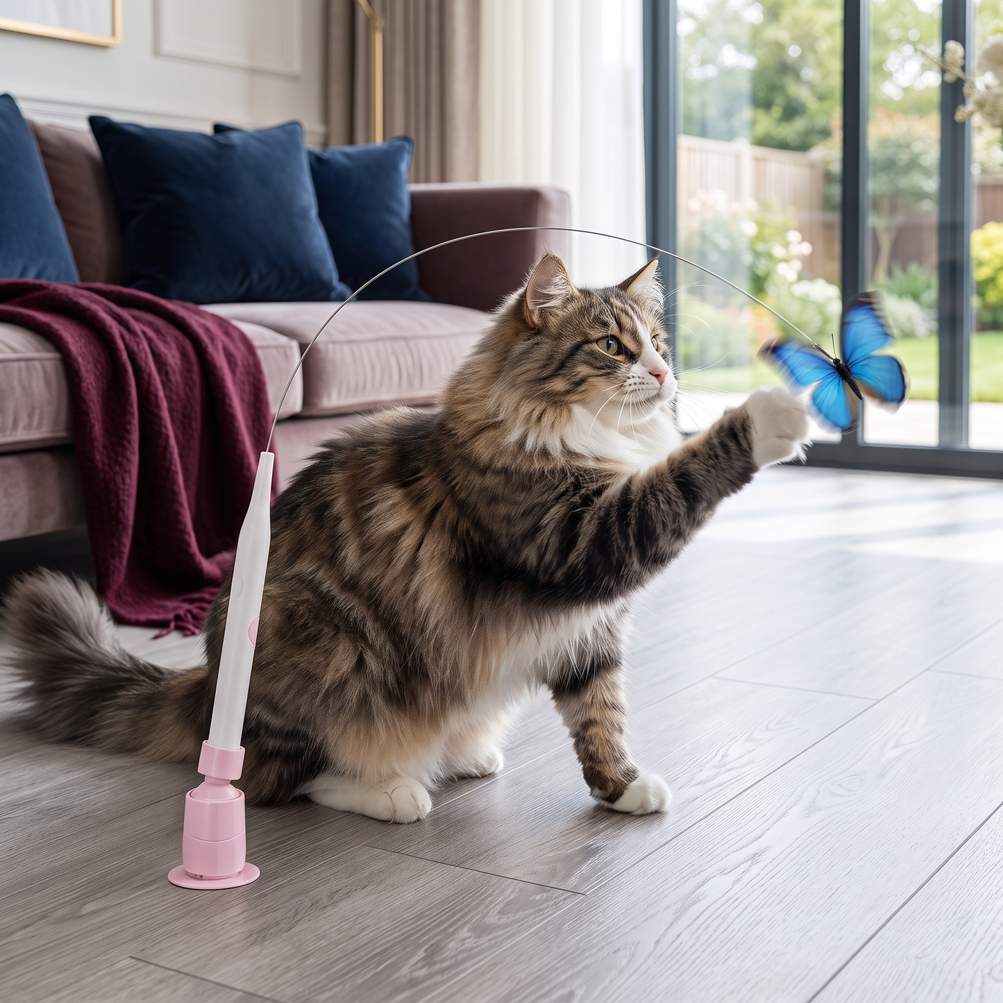 Interactive Spinning Butterfly Cat Toy – Rechargeable Motion Teaser Wand