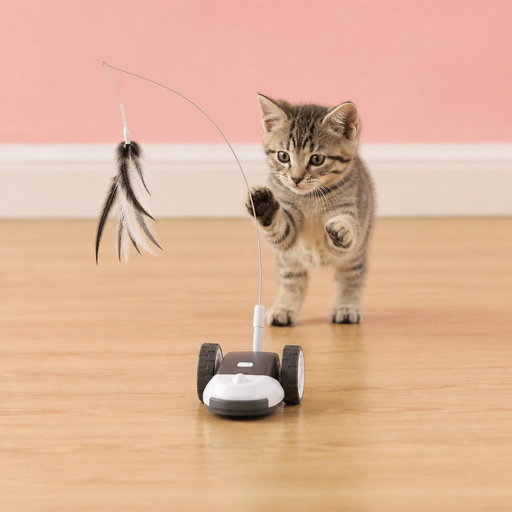 Interactive Cat Toy 3-in-1 – Moving Feather Chase for Active Playtime