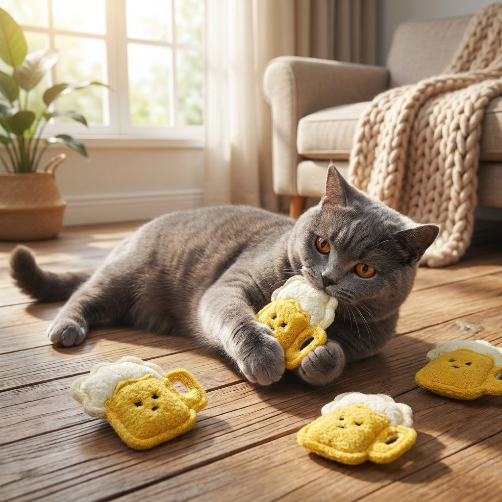 Teeth-Cleaning Catnip Chew Toys – Natural Loofah Dental Care & Play Set