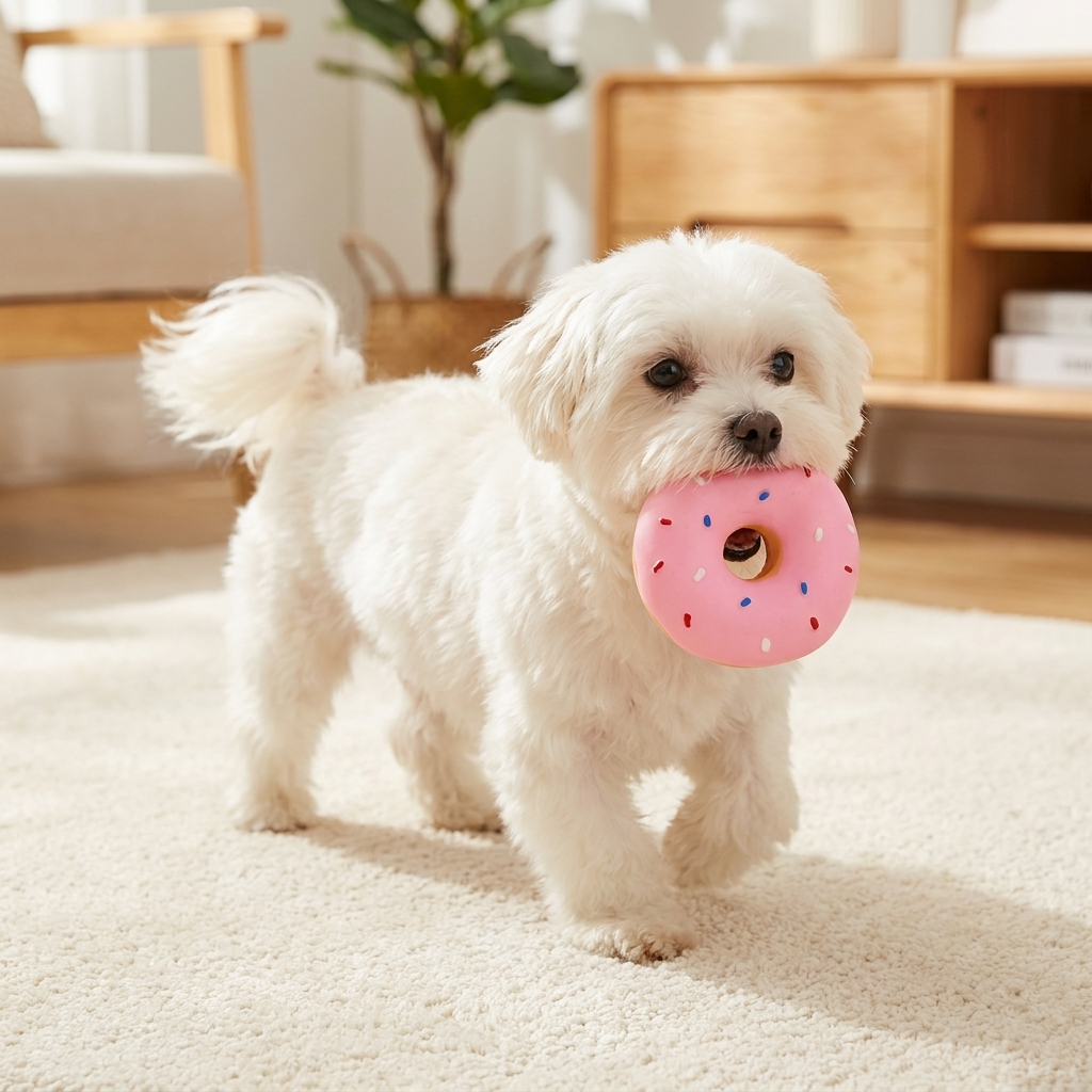 Colorful Squeaky Donut Dog Toy