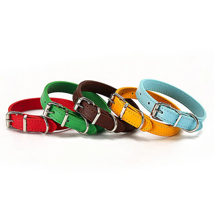 Colorful Leather Collar For Dogs - Adjustable And Durable