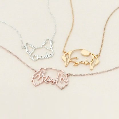 Personalized Animal Ear Name Necklace
