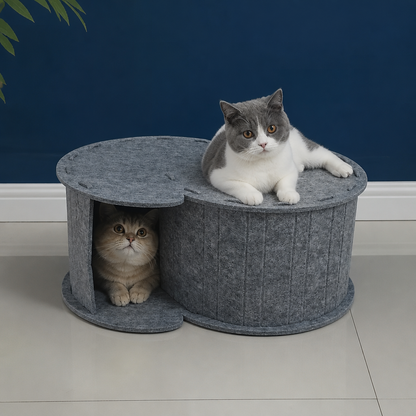 2-in-1 Interactive Play Cat Bed & Scratcher Hideaway