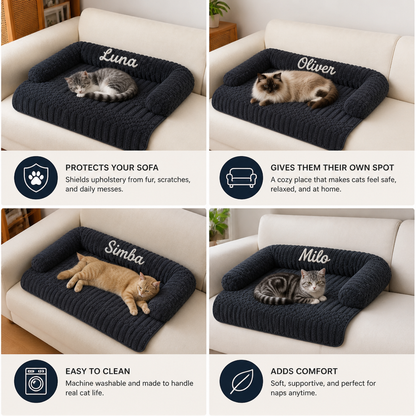 Personalized Fluffy Cat Sofa Bed & Protective Couch Cover