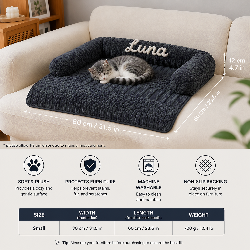 Personalized Fluffy Cat Sofa Bed & Protective Couch Cover