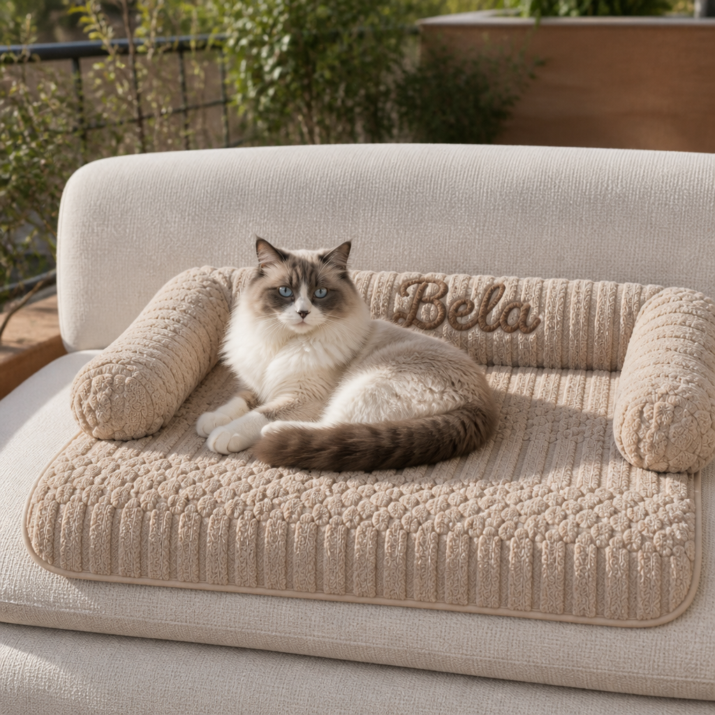 Personalized Fluffy Cat Sofa Bed & Protective Couch Cover