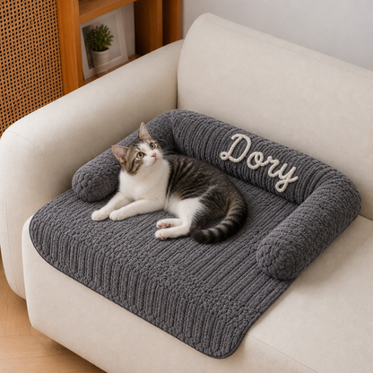 Personalized Fluffy Cat Sofa Bed & Protective Couch Cover