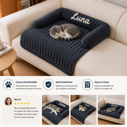 Personalized Fluffy Cat Sofa Bed & Protective Couch Cover