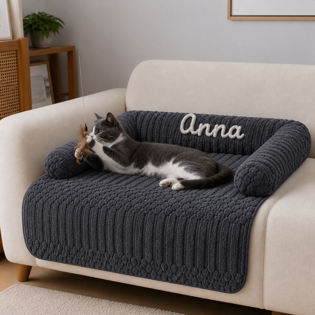 Personalized Fluffy Cat Sofa Bed & Protective Couch Cover
