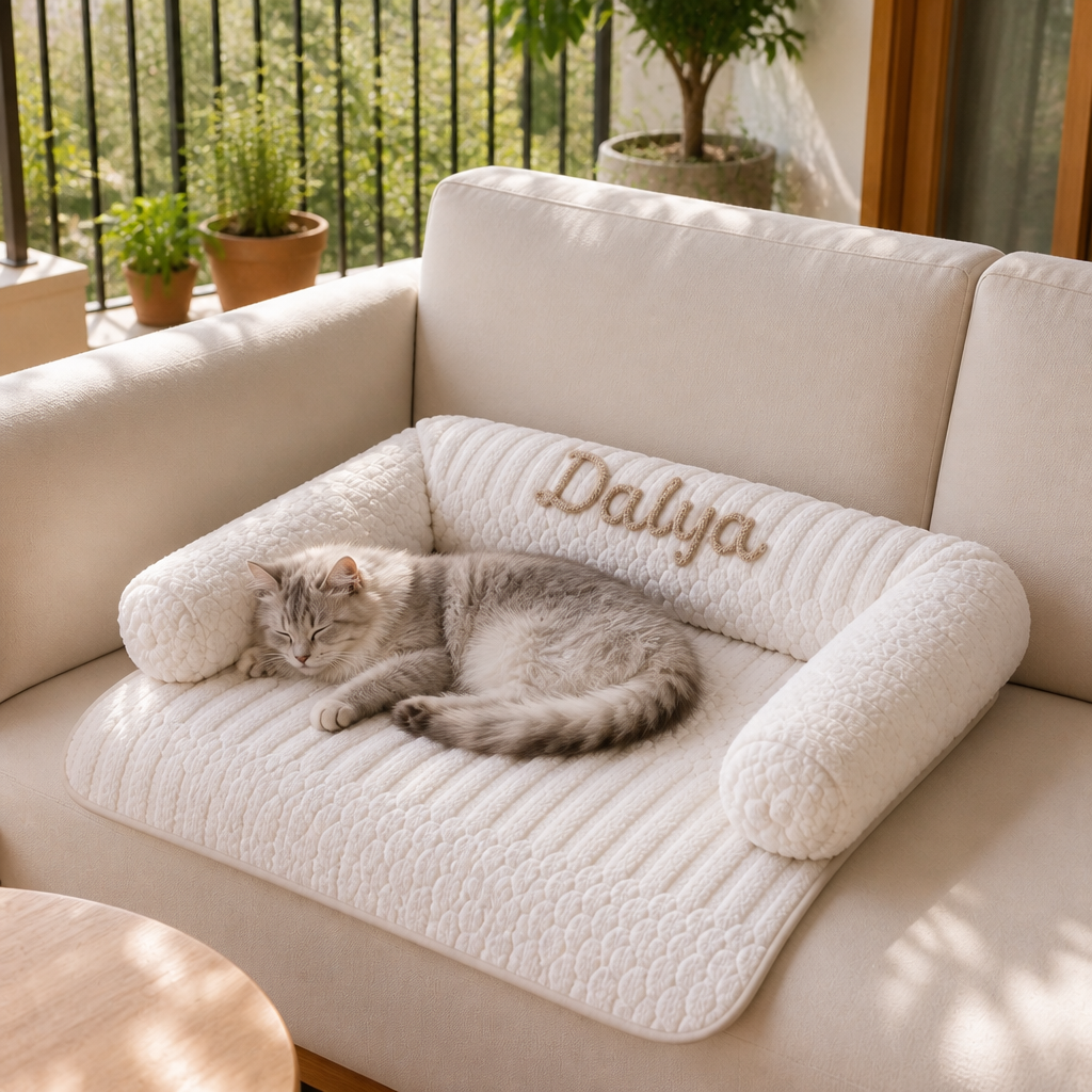Personalized Fluffy Cat Sofa Bed & Protective Couch Cover