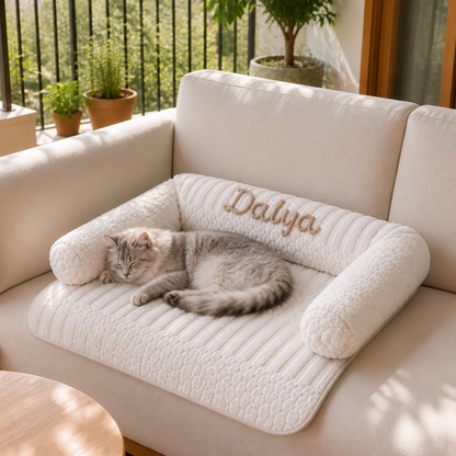 Personalized Fluffy Cat Sofa Bed & Protective Couch Cover