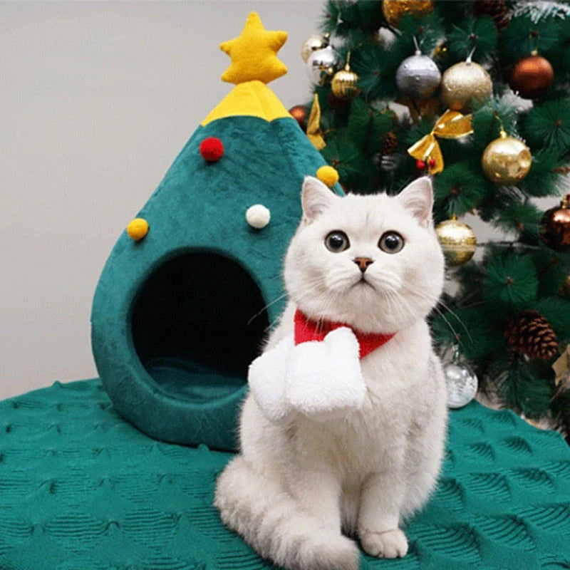 Cat Bed In Christmas Tree Form