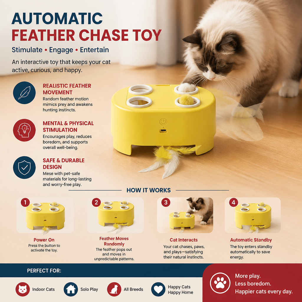 Automatic Feather Chase Toy for Cats