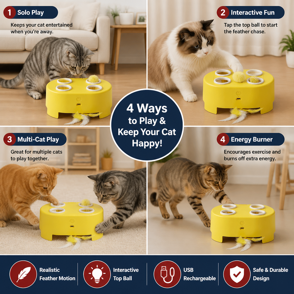 Automatic Feather Chase Toy for Cats