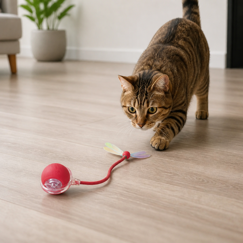 Upgraded Smart Rolling Cat Ball – Durable Interactive Toy with Mesh Tail