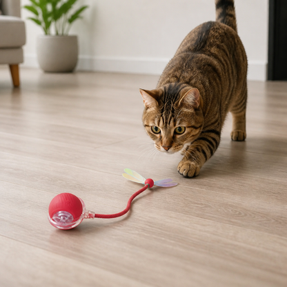 Upgraded Smart Rolling Cat Ball – Durable Interactive Toy with Mesh Tail