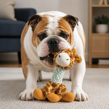 Durable Animal Plush Rope Dog Toy with Squeaker & Teeth Cleaning