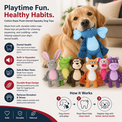 Cotton Rope Plush Dental Squeaky Dog Toy