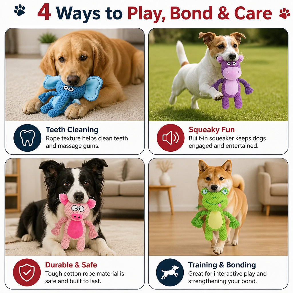 Cotton Rope Plush Dental Squeaky Dog Toy