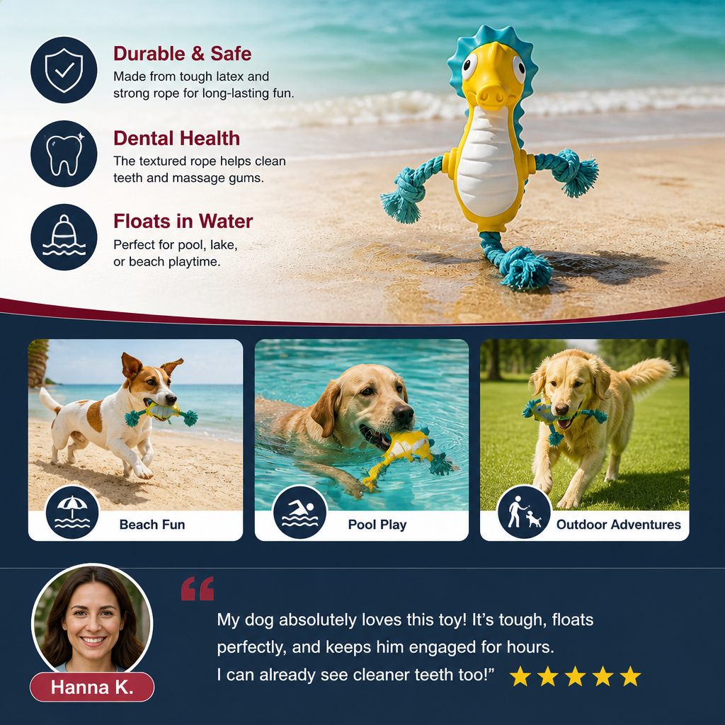 Durable Floating Dental Latex & Rope Dog Toy