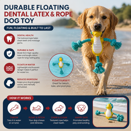 Durable Floating Dental Latex & Rope Dog Toy