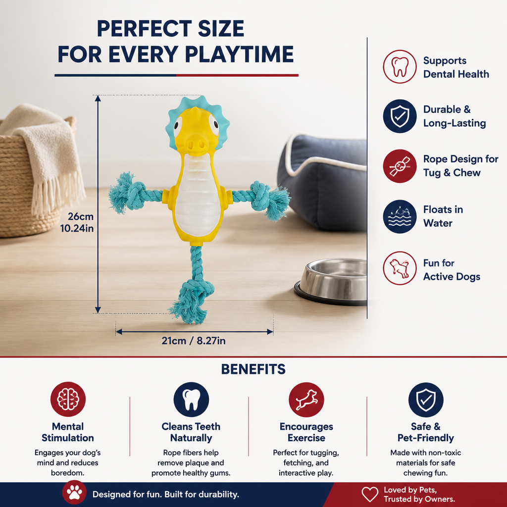 Durable Floating Dental Latex & Rope Dog Toy