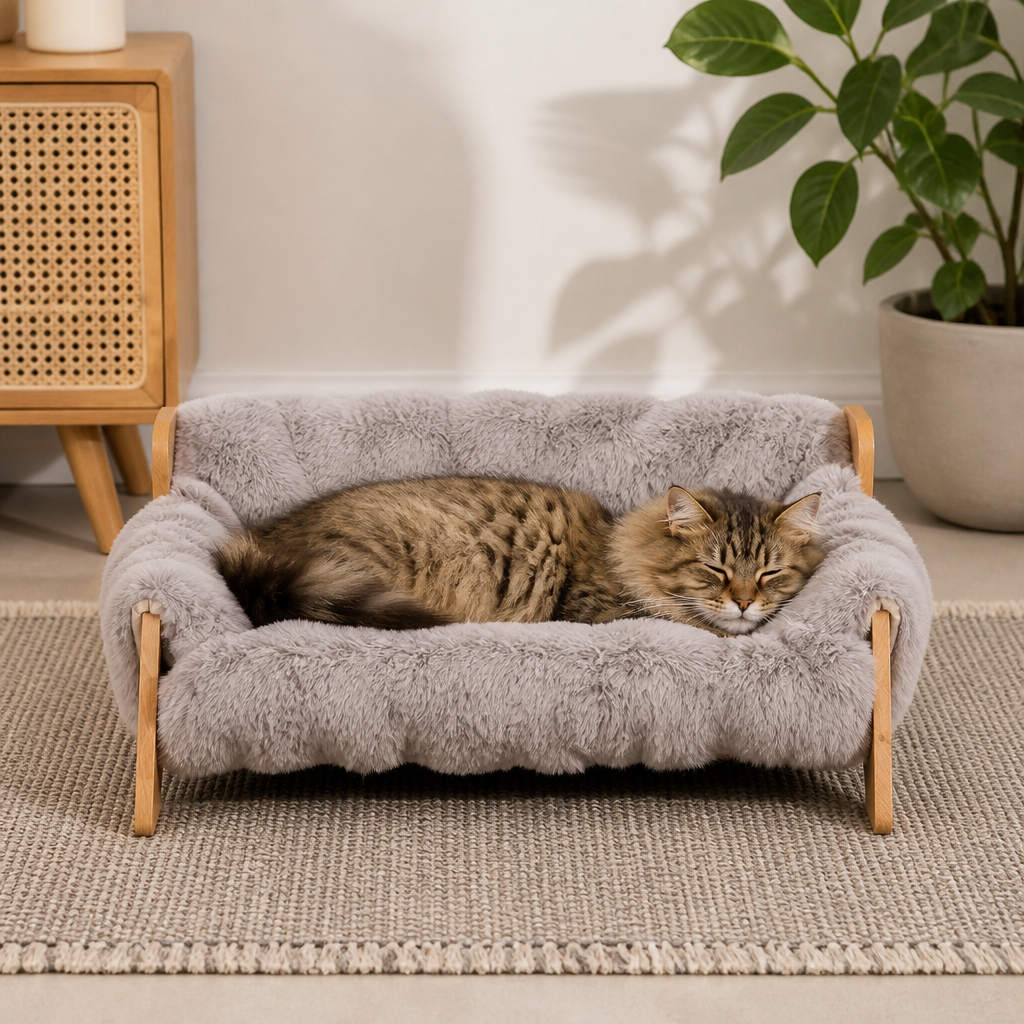 Luxury Elevated Solid Wood Pet Couch Bed