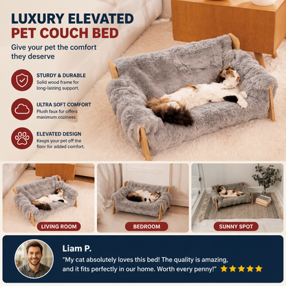 Luxury Elevated Solid Wood Pet Couch Bed
