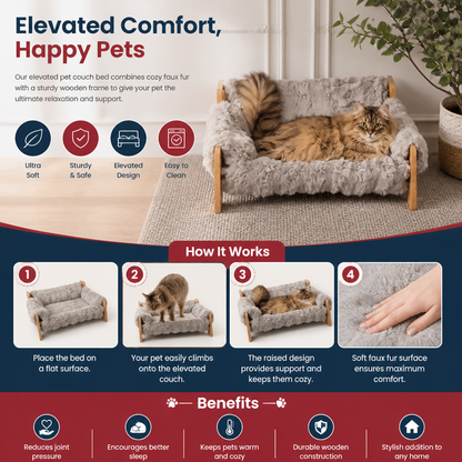 Luxury Elevated Solid Wood Pet Couch Bed