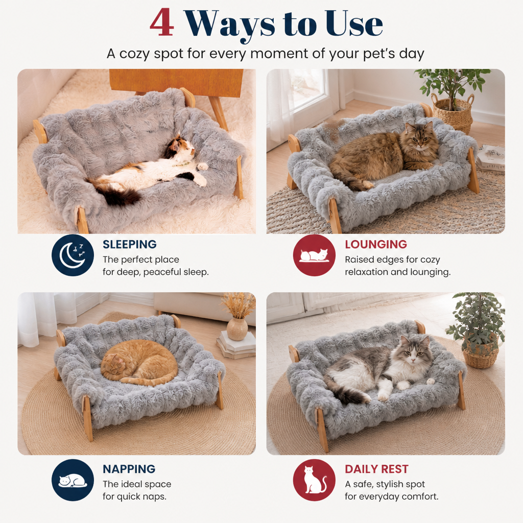 Luxury Elevated Solid Wood Pet Couch Bed