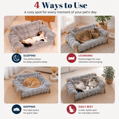 Luxury Elevated Solid Wood Pet Couch Bed