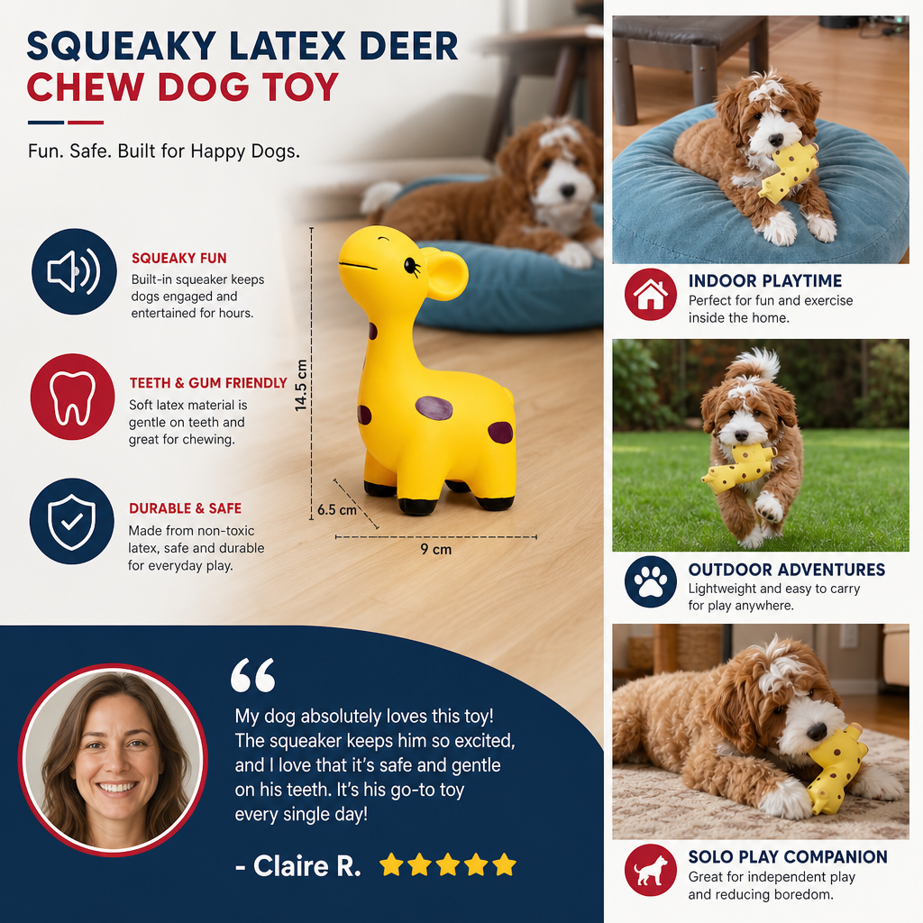 Squeaky Latex Deer Chew Dog Toy
