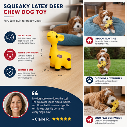 Squeaky Latex Deer Chew Dog Toy