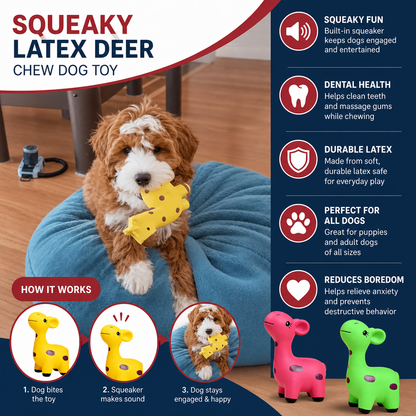 Squeaky Latex Deer Chew Dog Toy