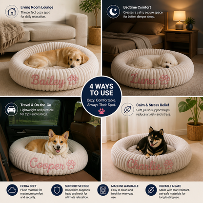 Personalized Round Fluffy Dog Bed