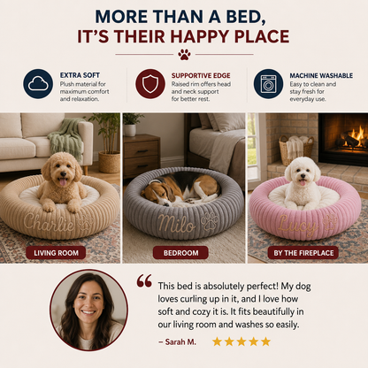 Personalized Round Fluffy Dog Bed