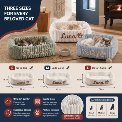 Personalized Fluffy Cloud Cat Bed with Soft Bolsters