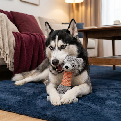Durable Animal Plush Rope Dog Toy with Squeaker & Teeth Cleaning